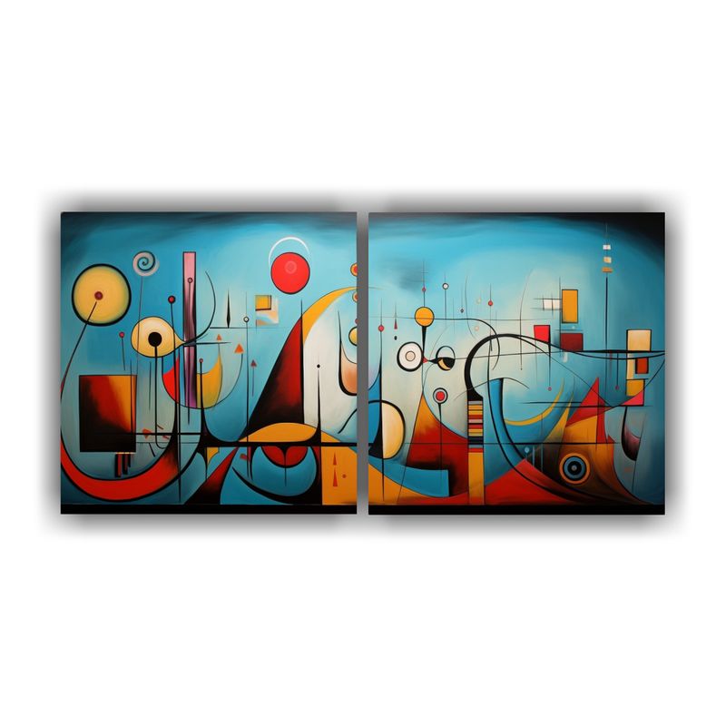 GENERICO - Cuadros Abstractos Para Decorar El Salón: Dos Cuadros Dibuj 160x80cm