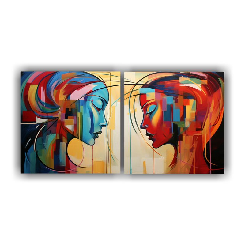 GENERICO - Cuadros Abstractos De Parejas Cálidas Y Modernas 160x80cm