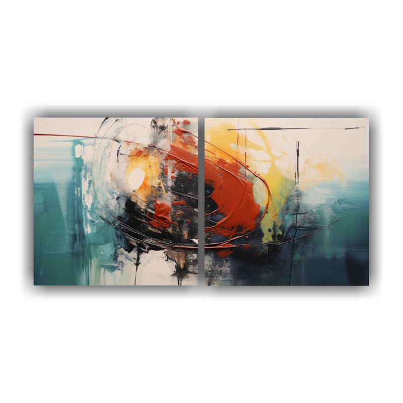 GENERICO - Pintura Abstracta Con Colores Amarillo, Azul Y Rojo En Set D 160x80cm