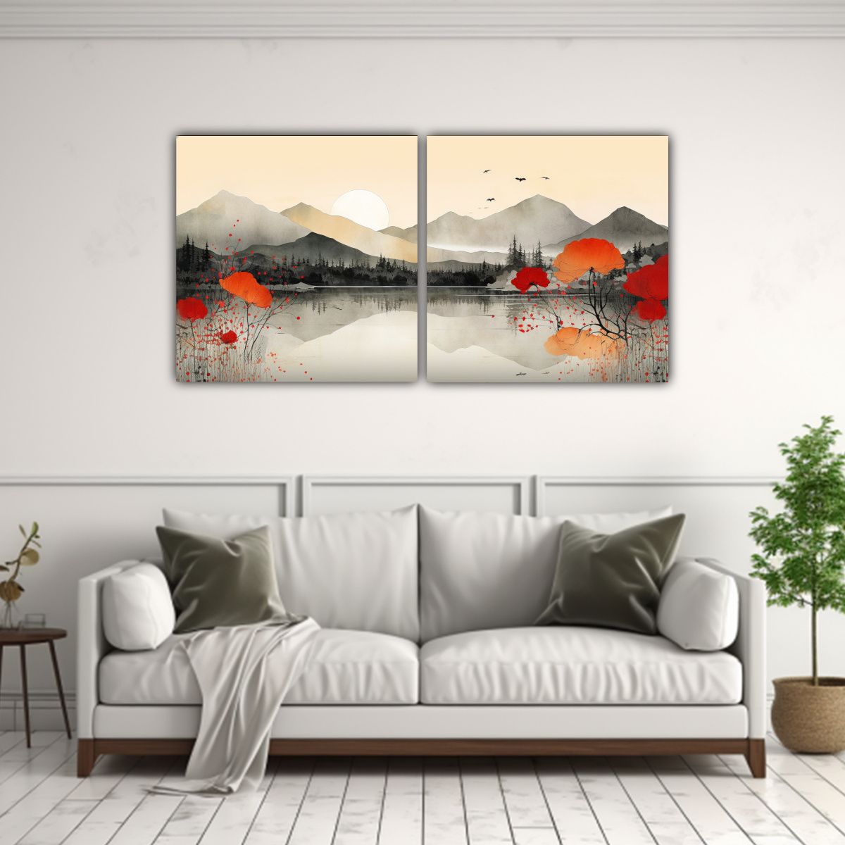 GENERICO - Cuadros Montañas Reflejadas En El Clásico 160x80cm