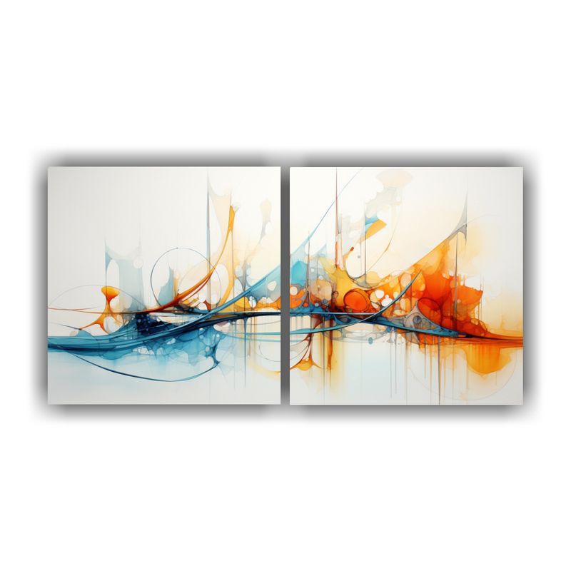 GENERICO - Cuadros Cuadro Acuarelas Marinas Abstractas 160x80cm