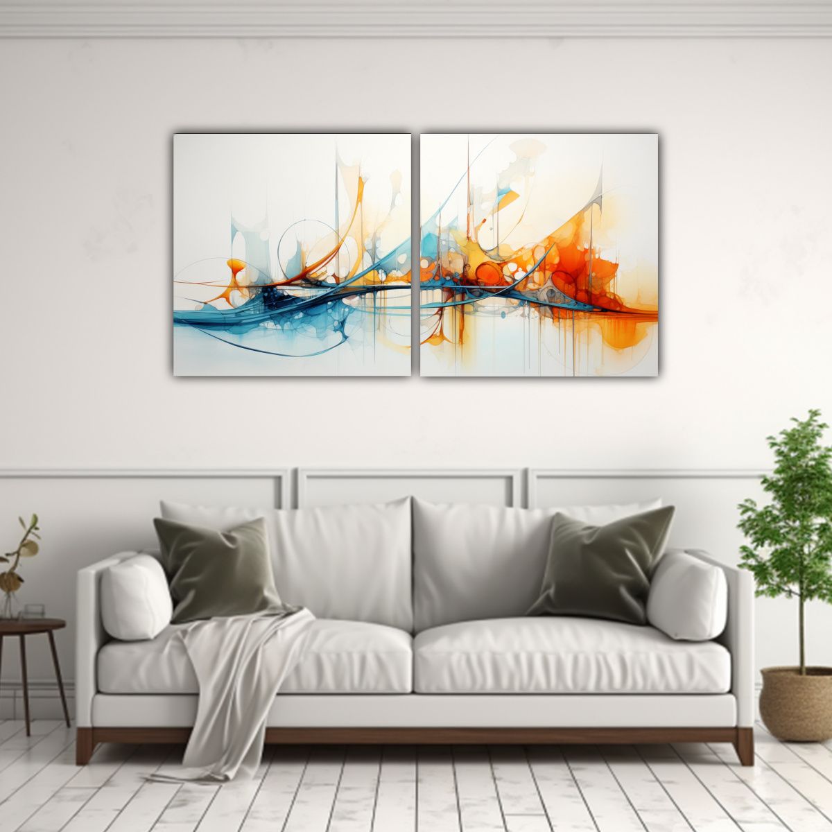 GENERICO - Cuadros Cuadro Acuarelas Marinas Abstractas 160x80cm