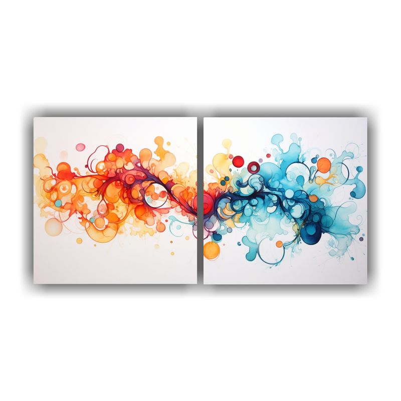 GENERICO - Dos Pinturas Abstractas Ilustradas Con Acuarelas 160x80cm