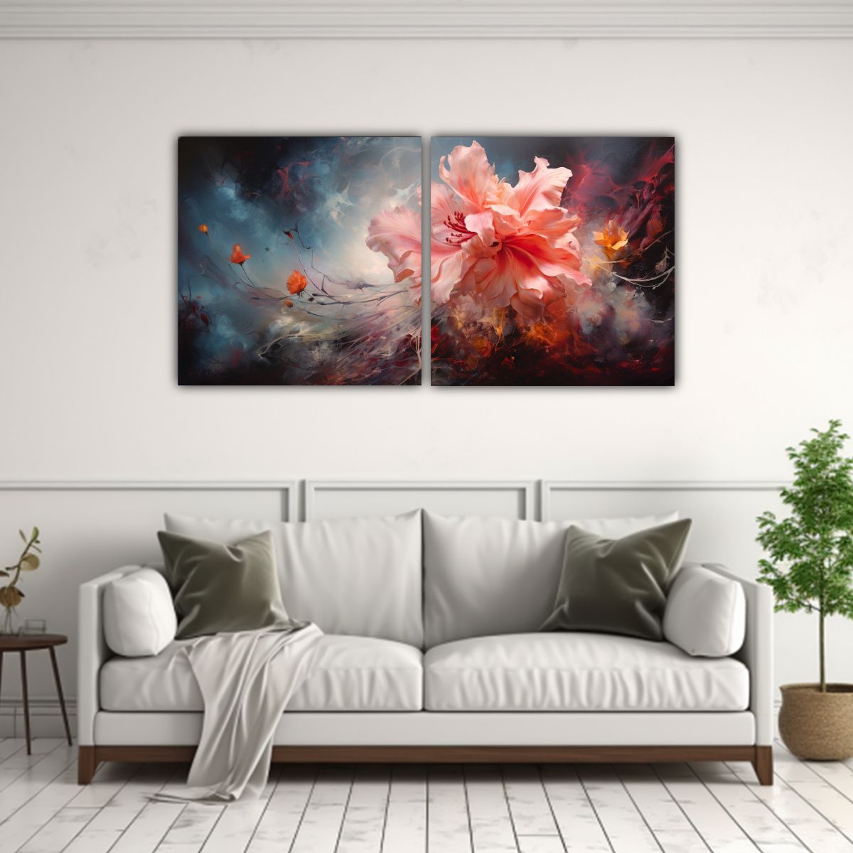 GENERICO - Pinturas Abstractas De Flores Detalladas En Equilibrio Dos C 160x80cm