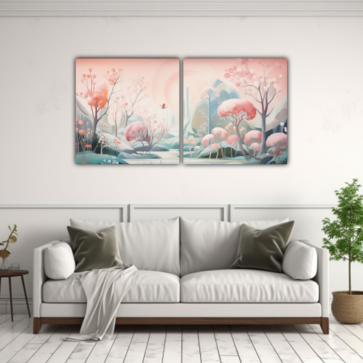 GENERICO - Pintura Abstracta Minimalista De Jardín Tranquilo Dos Artes 160x80cm