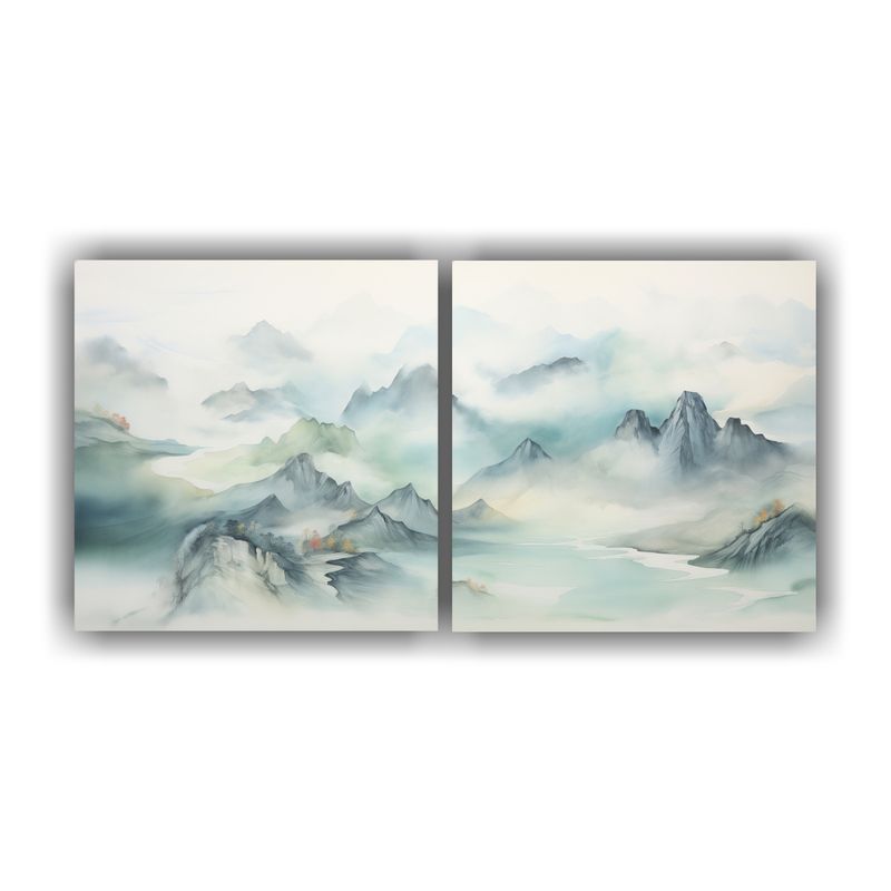GENERICO - Paisaje Montañoso Abstracto En Pintura Decorativa 160x80cm
