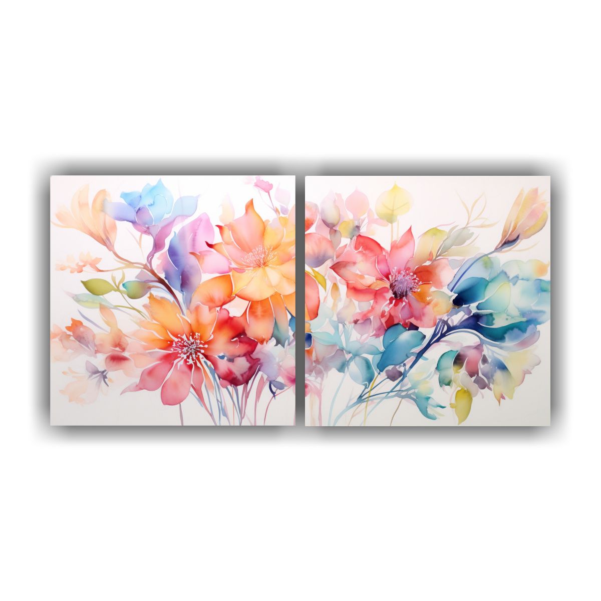 GENERICO - Pintura Decorativa Floral Acuarela Colorida 160x80cm
