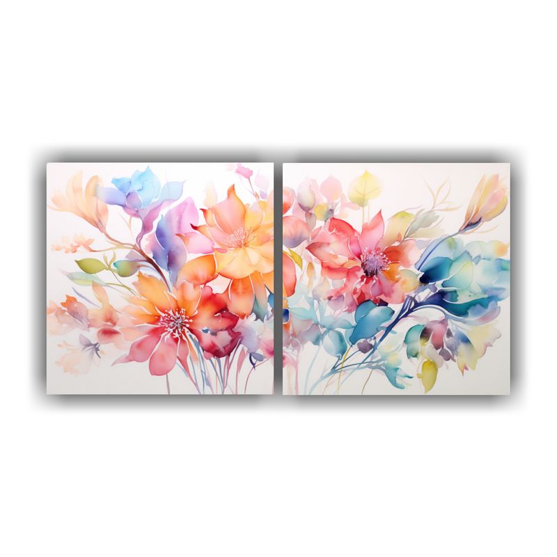 GENERICO - Pintura Decorativa Floral Acuarela Colorida 160x80cm