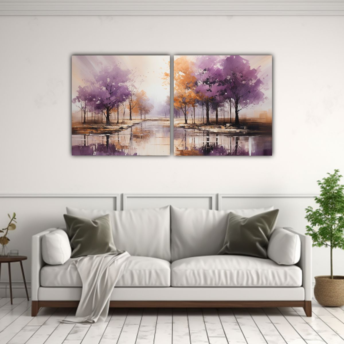 GENERICO - Cuadro Abstracto De Árboles En Plata Y Oro Para Decoración 160x80cm