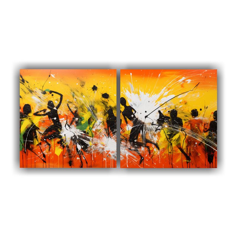 GENERICO - Pintura Abstracta Conceptual Colores Vibrantes, Amarillo Y R 160x80cm