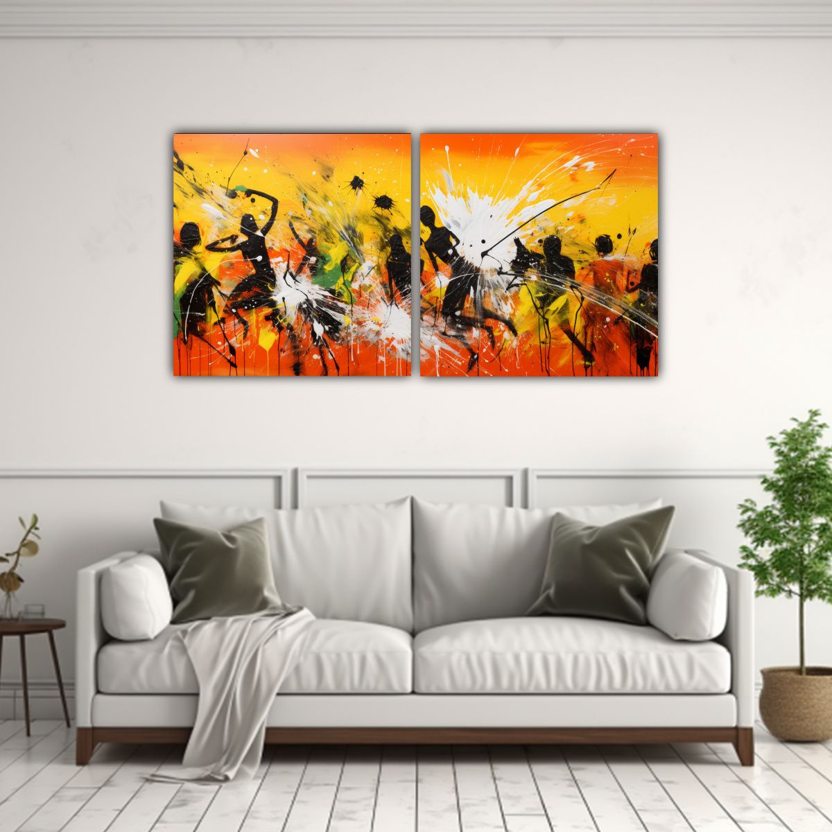 GENERICO - Pintura Abstracta Conceptual Colores Vibrantes, Amarillo Y R 160x80cm
