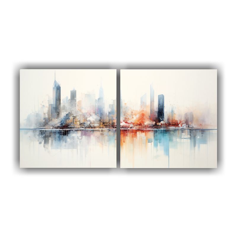 GENERICO - Pintura Decorativa: Abstracto Ciudad En Acuarela 160x80cm