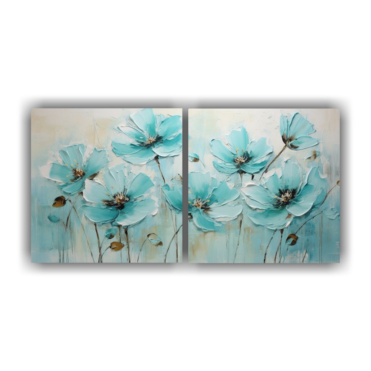 GENERICO - Cuadro Decorativo De Flor Turquesa En Estilo Equilibrado 160x80cm