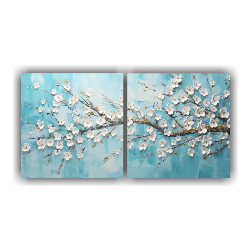 GENERICO - Pintura En Lienzo Vintage Dos Cuadros Vida A Turquesa Con Ce 160x80cm