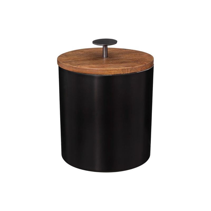 SECRET DE GOURMET - Hielera Acero Inox Negra con Tapa Madera SECRET DE GOURMET