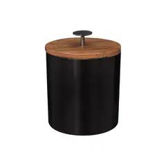 SECRET DE GOURMET - Hielera Acero Inox Negra con Tapa Madera