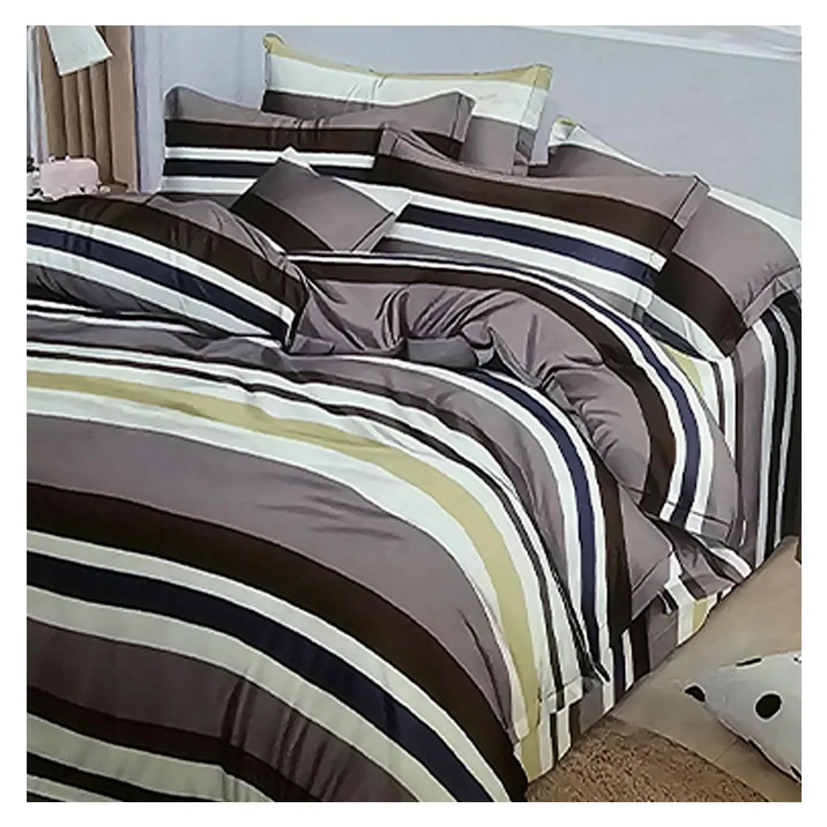 GENERICO - Sabana 800 Hilos 2.0 Plazas Estilo Americano Cafe Lineas