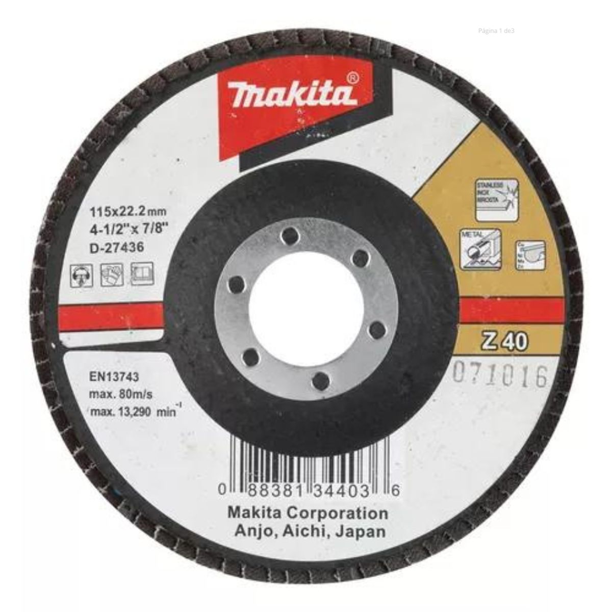 MAKITA - Disco Traslapado Metal/inox 4 1/2'' Zirconio D-27436