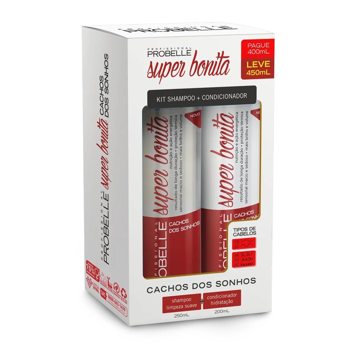 PROBELLE - KIT SHAMPOO Y ACONDICIONADOR 450ML RIZOS DE ENSUEÑO PROBELLE