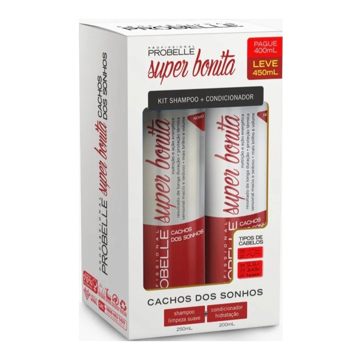 PROBELLE - KIT SHAMPOO Y ACONDICIONADOR 450ML RIZOS DE ENSUEÑO PROBELLE