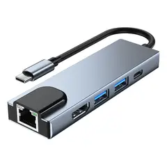 ATURE - Hub 5 En 1 Usb C Usb 3.0 Hdmi 4k Pd100w Lan Rj45 100mbps