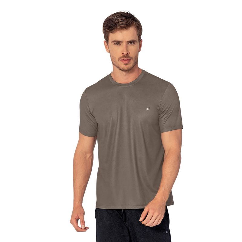 LEO - Camiseta deportiva masculina semiajustada de secado rápido 508007 Café