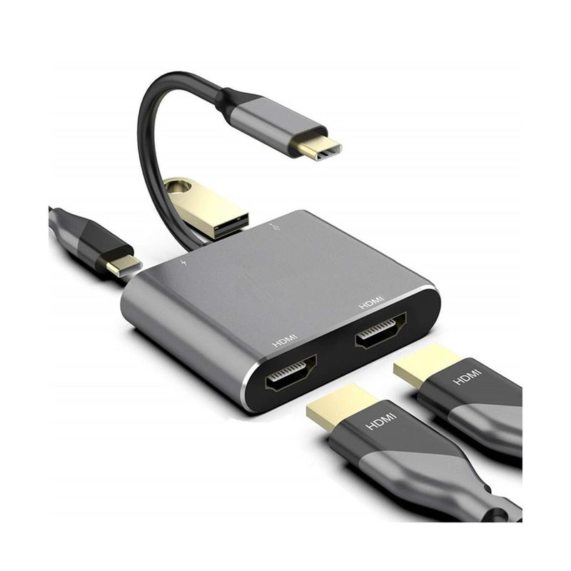 GENERICO - Adaptador 4 En 1 Tipo C A 2 Hdmi Usb Pd Monitores Multiples