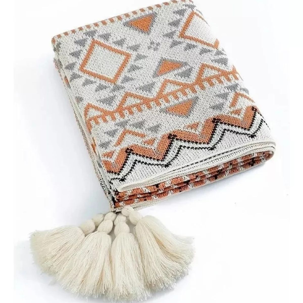 MUNDO MAGIA - Manta Decorativa Tejida Para Sillon Piecera Cama Bohemia
