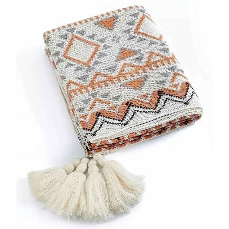 MUNDO MAGIA - Manta Decorativa Tejida Para Sillon Piecera Cama Bohemia