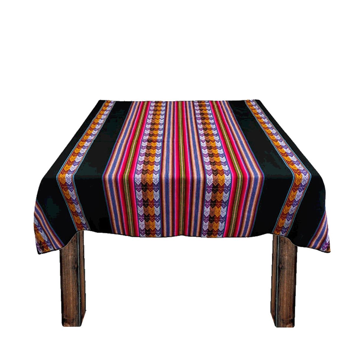 GENERICO - Manta Mantel Con Lineas Aguayo  Andino 1.20 X 1.10 Cm Negro