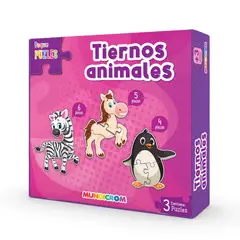 MUNDICROM - Puzle Tiernos Animales 3 Figuras, Peque Puzle, Para 3 Años
