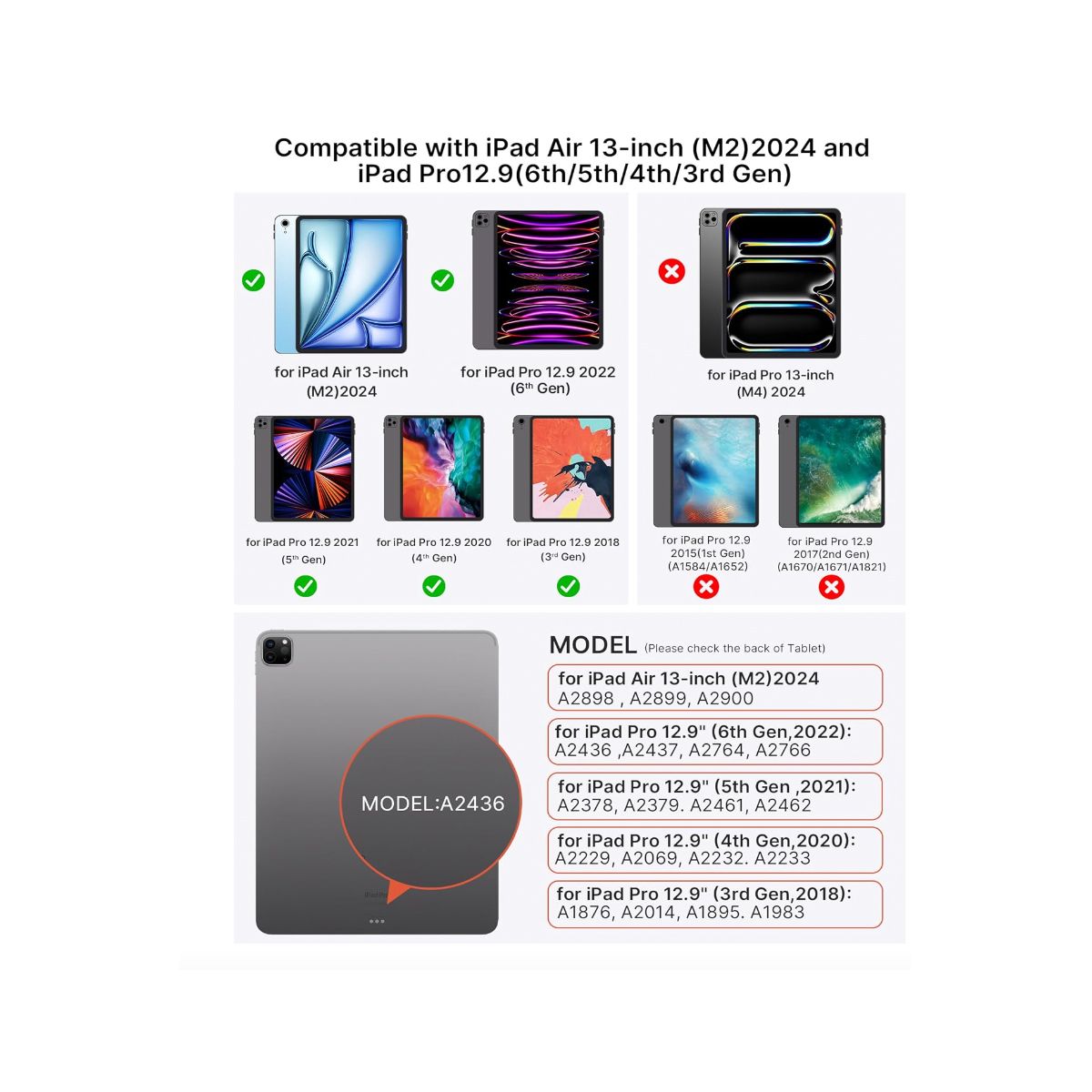 JOIGO - Carcasa Funda Smart Cover Para iPad Air 13 M2 2024 Negro