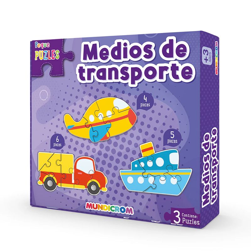 MUNDICROM - Puzle Medios De Transporte 3 figuras, Peque puzle, 3 Años