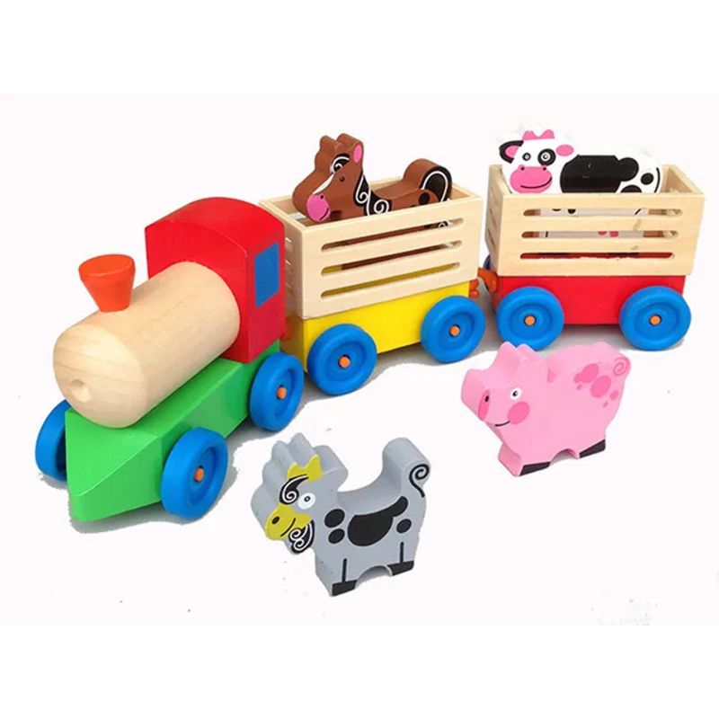 GENERICO - Juego De Tren De Madera Para Granja 4 Animales