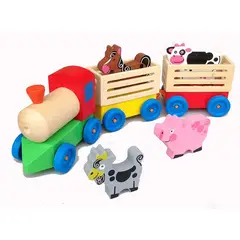 GENERICO - Juego De Tren De Madera Para Granja 4 Animales