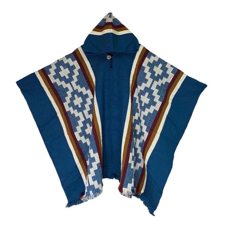 GENERICO - Poncho Con Lana De Alpaca Diseño Tradicional Mapuche