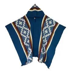 GENERICO - Poncho Con Lana De Alpaca Diseño Tradicional Mapuche