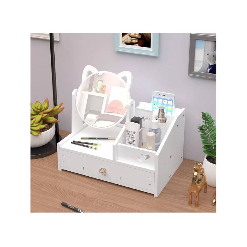 UNIVERSAL - MINI MUEBLE ORGANIZADOR COSMÉTICOS CON ESPEJO GATO