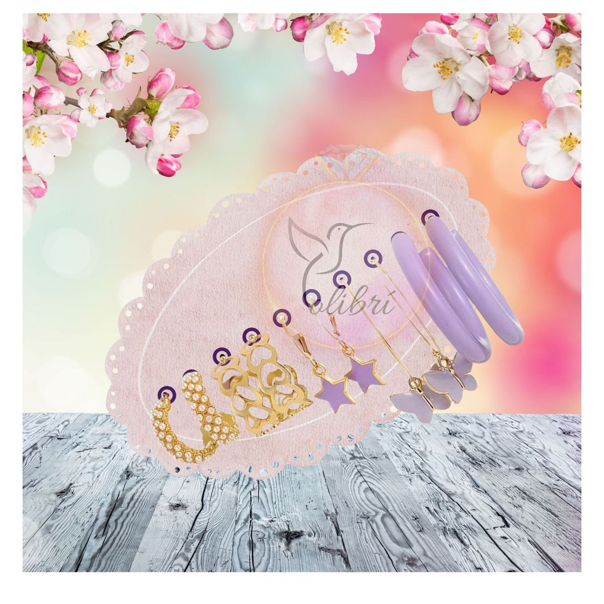 GENERICO - Set de 5 pares de aretes colgantes hermosos y delicados