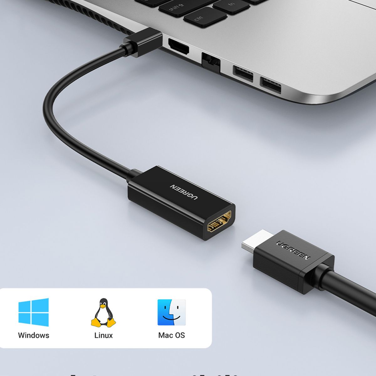 UGREEN - Cable Adaptador Mini-DisplayPort a HDMI 4K30Hz Negro