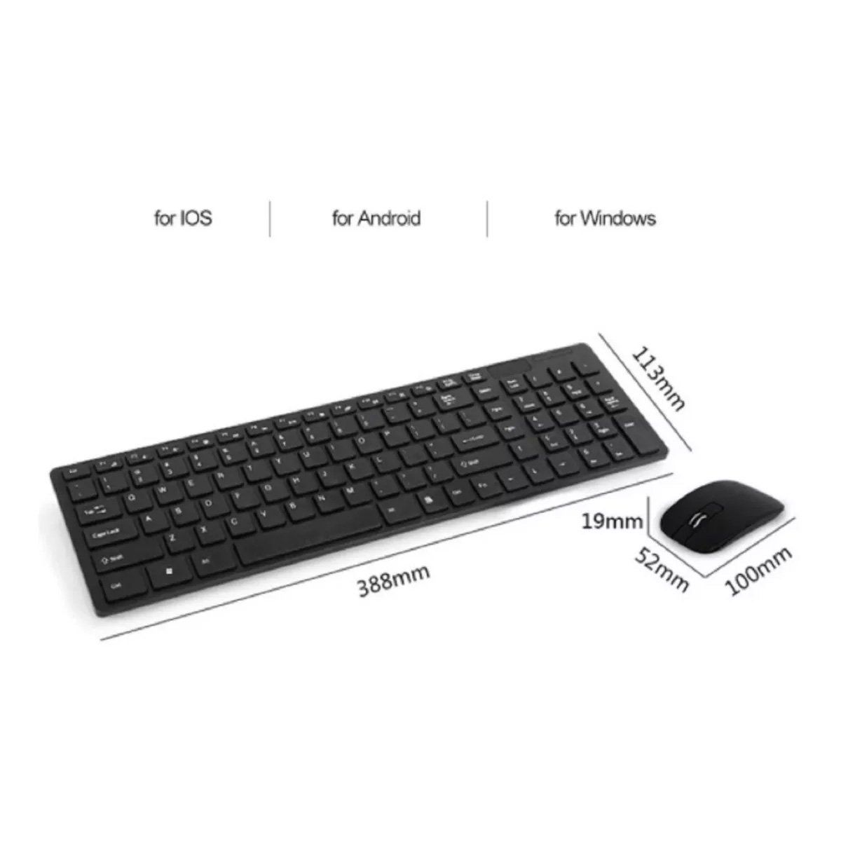 GENERICO - Kit Teclado y mouse Inalámbrico K-06 2.4 GHz Negro