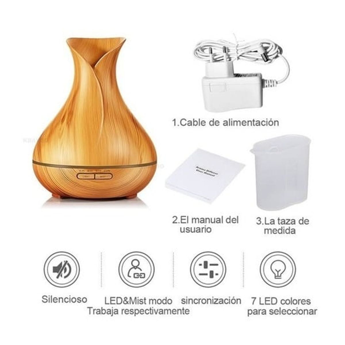 GENERICO - Aromatizador Humidificador Led Madera Difusor Vaporizador