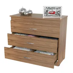 INVAL - Cómoda 3 Cajones Amaretto 75cm x 80 cm x 37,5cm