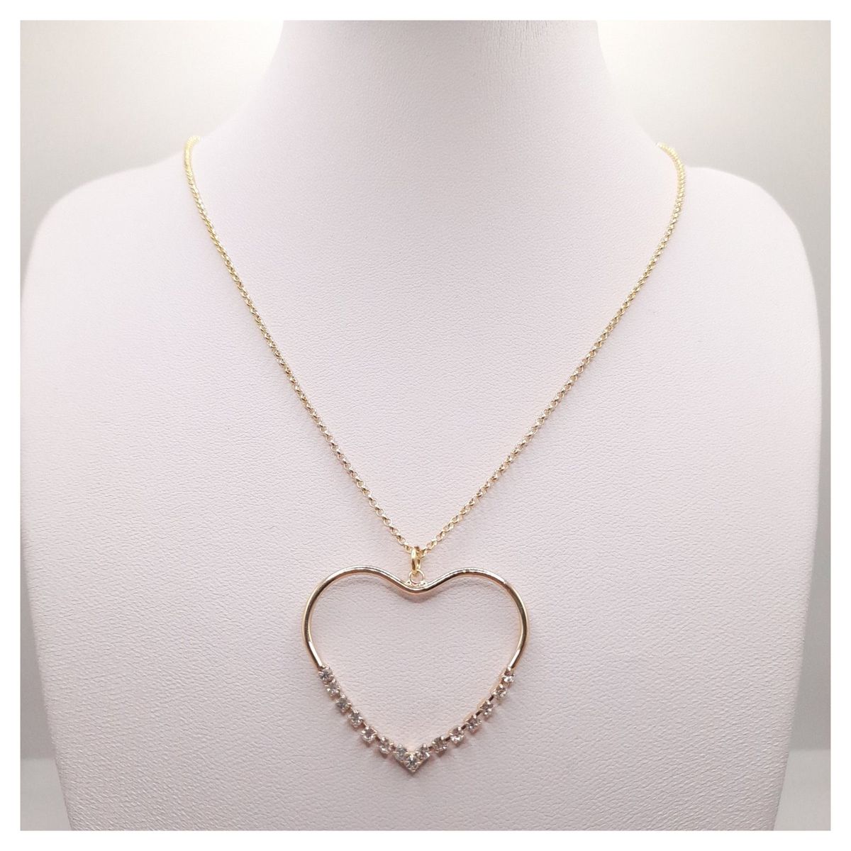 CAT JOYAS - Cadena con corazón de circones enchapado en oro