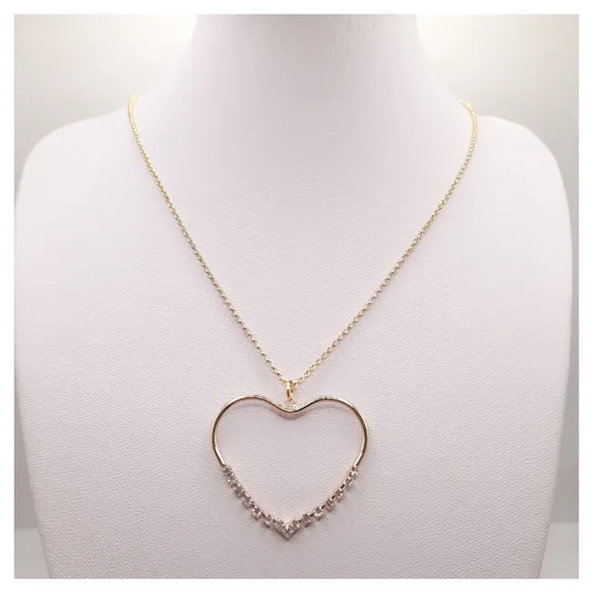 CAT JOYAS - Cadena con corazón de circones enchapado en oro