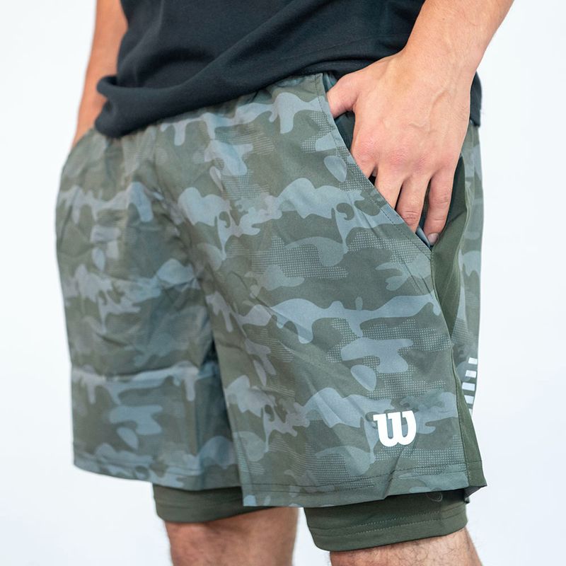 WILSON - Short Hombre 5' Flex Negro/ Verde Wilson