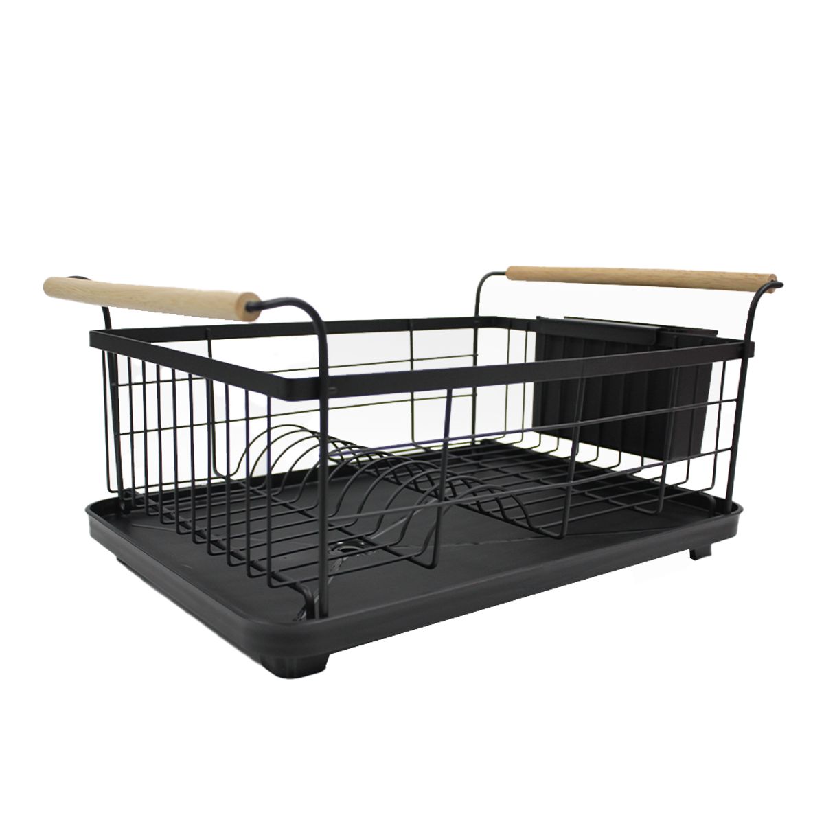 NEWTREE - Secador de Platos con Asas de Madera Moderno 42x30x21cm