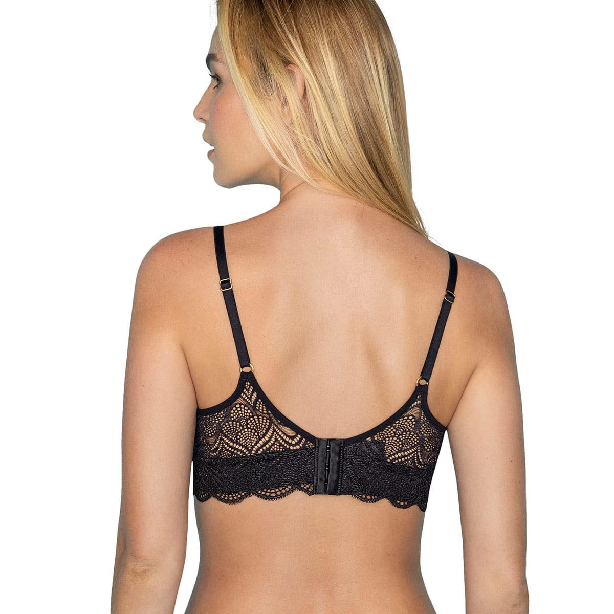 LEONISA - Sostén ultracómodo con encaje en la base y espalda Comfy Bra 091032 Negro