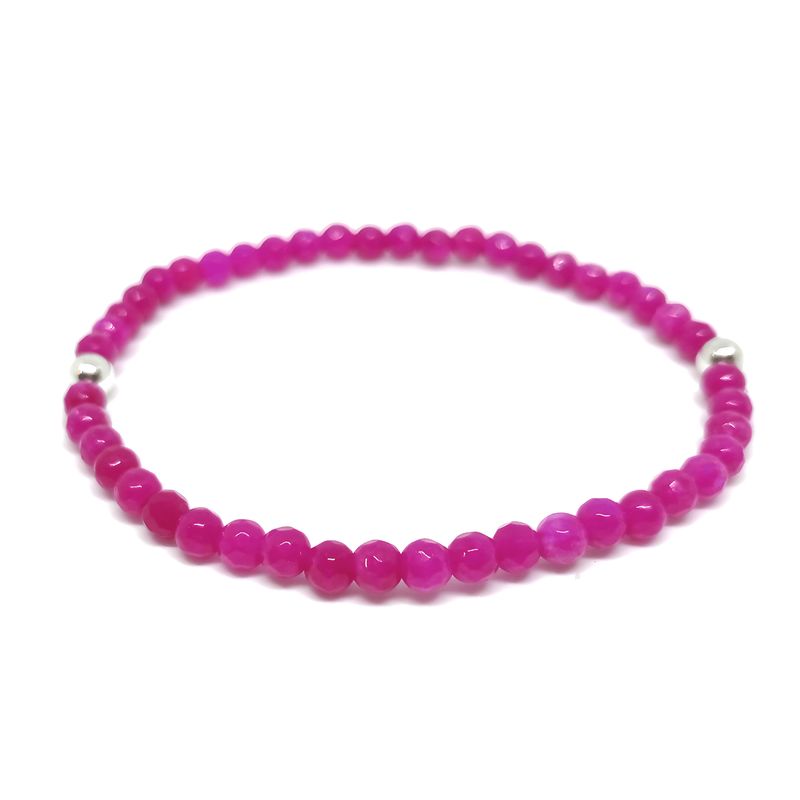GENERICO - Pulsera de Ágata Facetada Fucsia Original