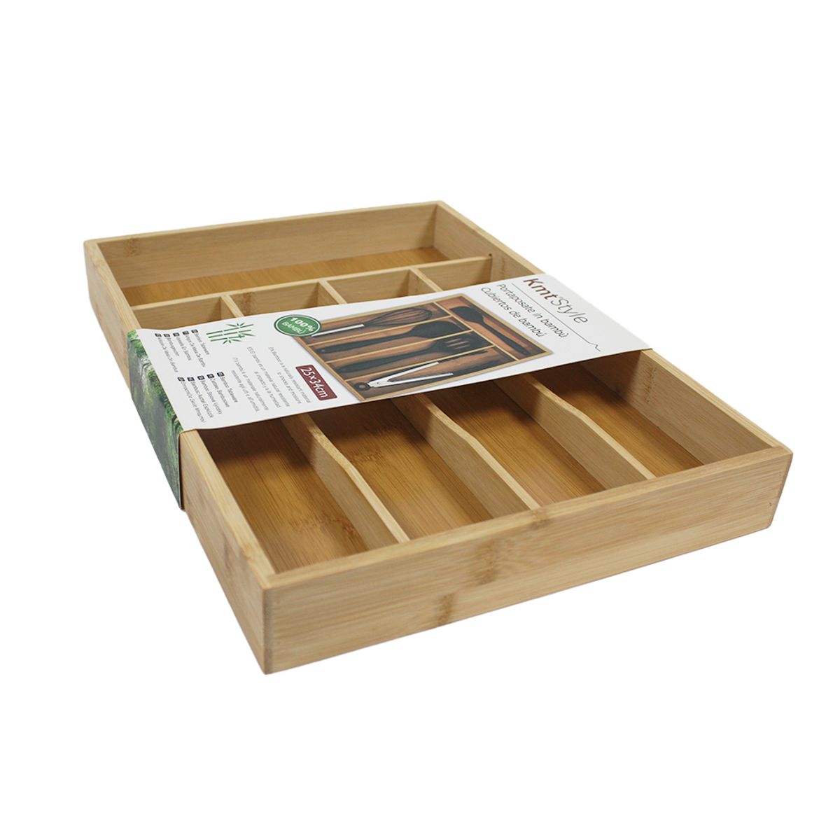 NEWTREE - Porta Cubiertos Organizador de Cocina Bambú 25x34cm